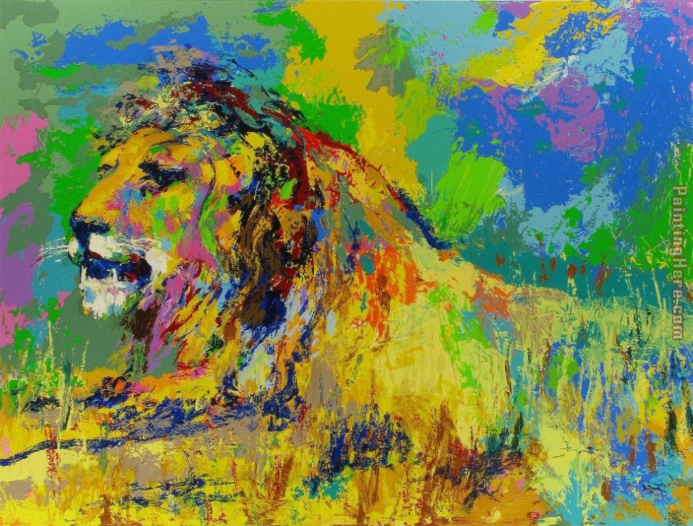 Resting Lion painting - Leroy Neiman Resting Lion art painting
